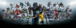 Football players group hands in - video game free wallpaper