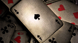 Pile playing cards glowing ace - abstract illusionism free wallpaper