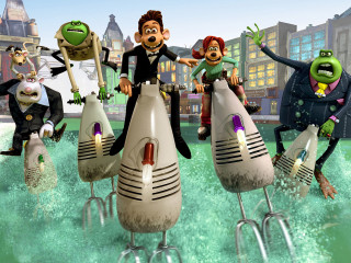 Cartoon characters rocket ship city - a group of cartoon characters free wallpaper
