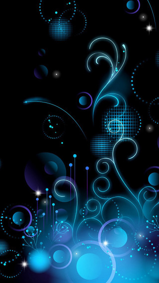 Blue abstract background circles stars - circle free wallpaper for mobile