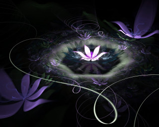 Purple flower green center swirls - sacred free wallpaper