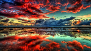 Colorful sunset clouds reflection water 3 - colorful cloud free wallpaper