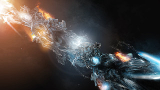 Futuristic object fire smoke trail - back end free wallpaper