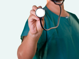 Man green shirt stethoscope holding - correct free wallpaper for desktop