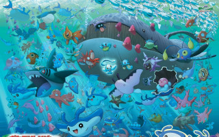 Cartoon fish swimming ocean rock - a cartoon of a group free wallpaper for desktop