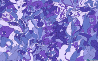 Cartoon characters purple blue group - arm free wallpaper for desktop