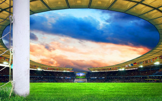 Soccer field goal sky clouds - free sky wallpaper for desktop