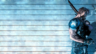 Man holding gun standing wall - bar free wallpaper