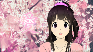Girl pink bow background flowers - anime art style free wallpaper