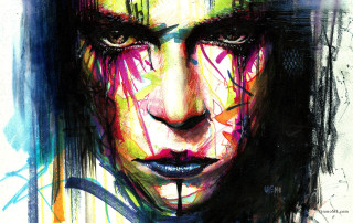 Woman face paint splatters lines - paint splatter free wallpaper