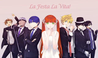 Group people pink background la - realism free wallpaper