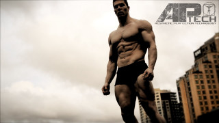 Muscular man city skyline tall - a muscular body free wallpaper