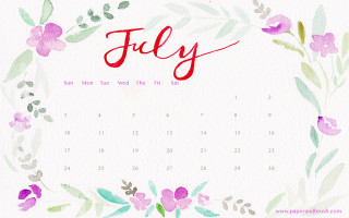 Calendar floral frame july red - a calendar free wallpaper