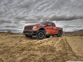 Red truck dirt road desert - a red truck free wallpaper
