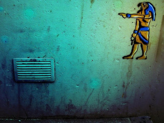 Man blue umbrella starry sky - punk art free wallpaper