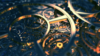 Clock gears blue biomechanical kinetic - a close up of a clock free wallpaper