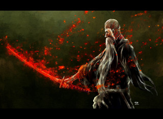 Emperor huizong flaming sword fantasy - red flame free wallpaper