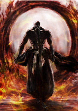 Man black dress fire ring - anime art free wallpaper for mobile