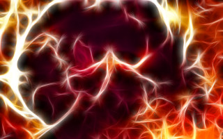 Human head flames red yellow - plasma free wallpaper