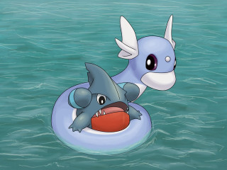 Blue pokemon floating red ball - a shark free wallpaper