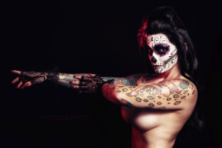 Woman skull face paint body - her body free wallpaper