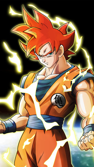 Son goku spiked red hair - shock art free wallpaper for mobile