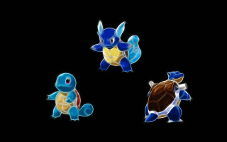 Three colored pokemons dark background - a turtle free wallpaper