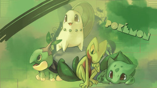 Pokemon group sitting green background 2 - else alfelt free wallpaper