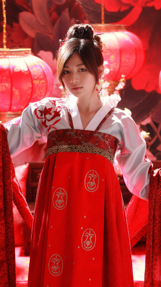 Woman red dress red background 2 - movie still free wallpaper for mobile