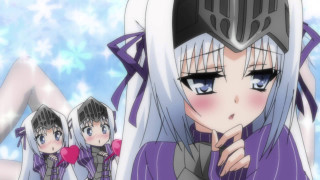 Anime armor whitehair blueeyes purpleoutfit - a purple bow free wallpaper