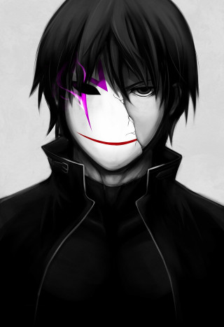 Creepy man black coat purple - a creepy face free wallpaper for mobile