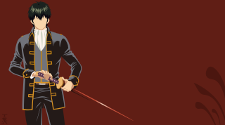 Man black coat sword red - a red background behind free wallpaper