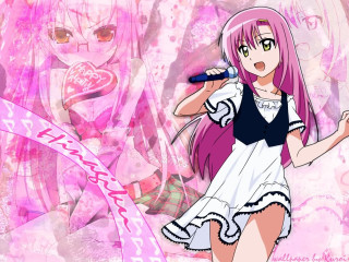 Girl pink hair microphone pink - her neck free wallpaper