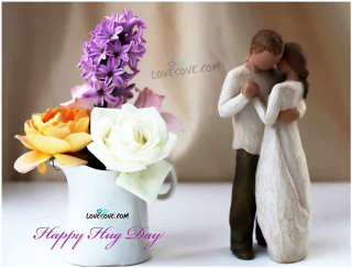 Couple hugging vase flowers happy - a couple free wallpaper