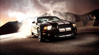 Mustang car driving street smoke - hood free wallpaper