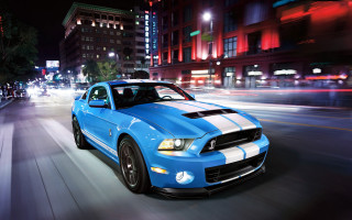 Blue mustang driving city night - a blue mustang mustang free wallpaper
