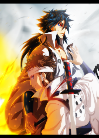 Anime characters swords standing next 2 - anime art free wallpaper for mobile