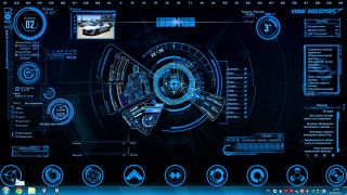 Futuristic computer interface blue lights - a computer screen free wallpaper