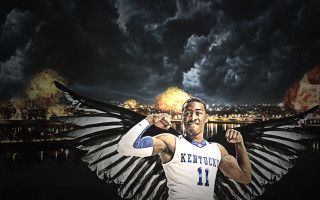 Man bird wings city smoke - apocalyptic free wallpaper