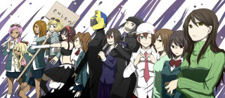 Anime characters group purple white - toyism free wallpaper for desktop