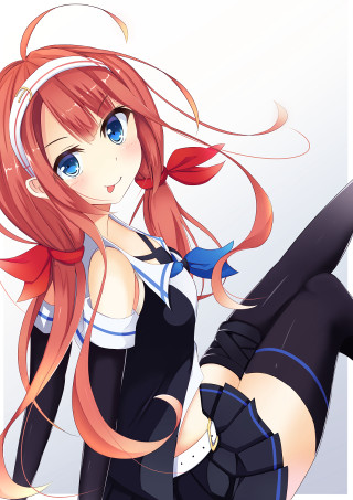 Red hair blue eyes anime 2 - the wind free wallpaper for mobile