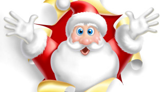 Cartoon santa red background gold - a yellow ribbon free wallpaper