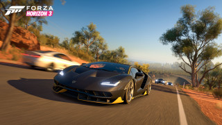 Car forest road autumn sunset - free gaming wallpaper