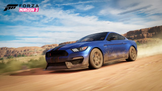Blue mustang dirt road desert - f 8 aperture free wallpaper