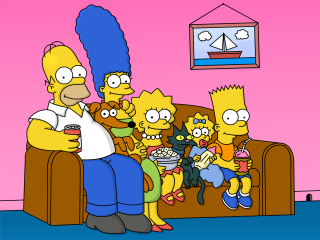 Family couch watching tv simpsons - a cartoon free wallpaper