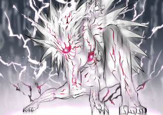 White wolf red eyes lightning - lightning free wallpaper
