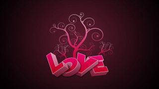 Love tree swirls red background - the word love free wallpaper