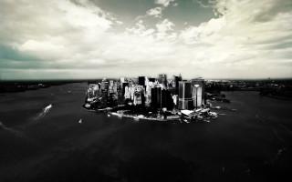 Black white city cloudy sky - ashcan school free wallpaper for desktop