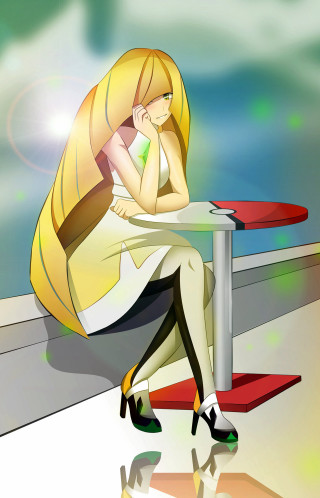 Woman sitting bench legs crossed - art nouveau free wallpaper