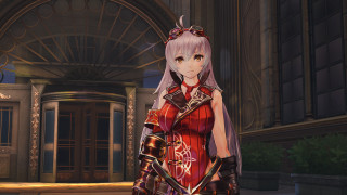 Woman red dress building clock - cel free wallpaper for desktop